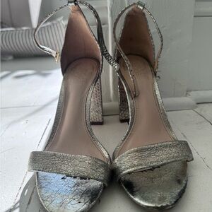 Vince Camuto Gold Snakeskin Block Heels - Size 6.5